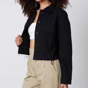 Anthropologie t.La French Terry Lined Black Crop Jacket